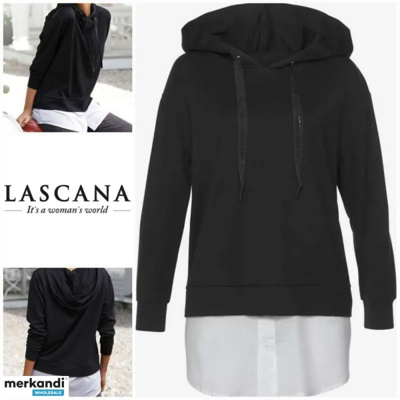 020077 Las sudaderas con capucha 2 en 1 de Lascana permiten a las mujeres crear looks de moda para todos los días y personalizar