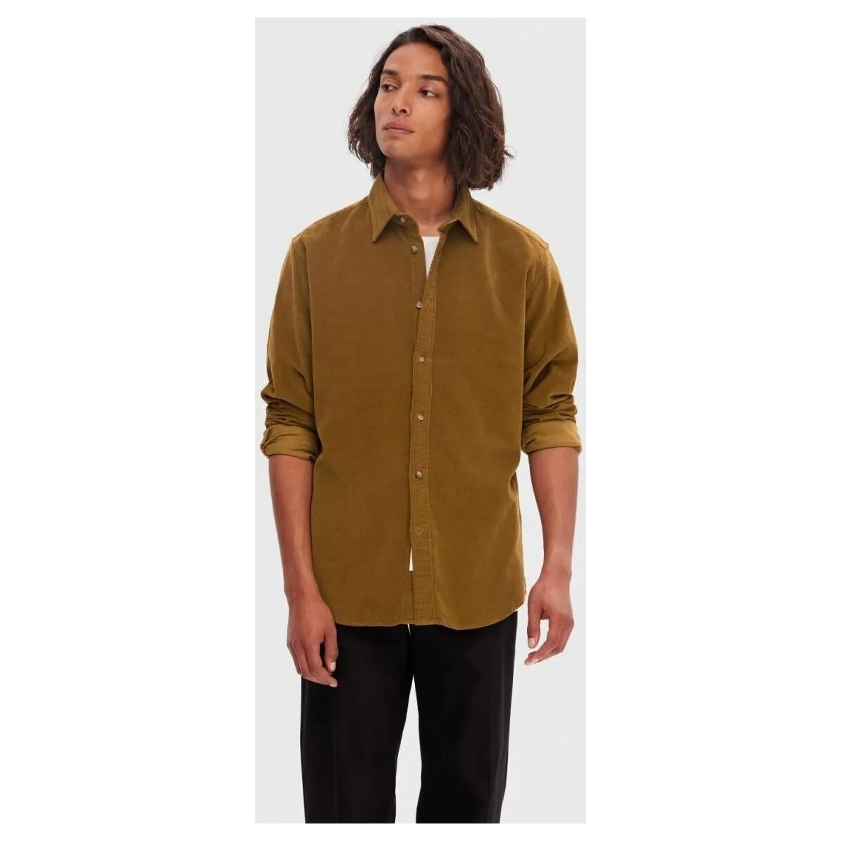 16090182 SLHREGOWENCORD SHIRT LSBUTTERNUT