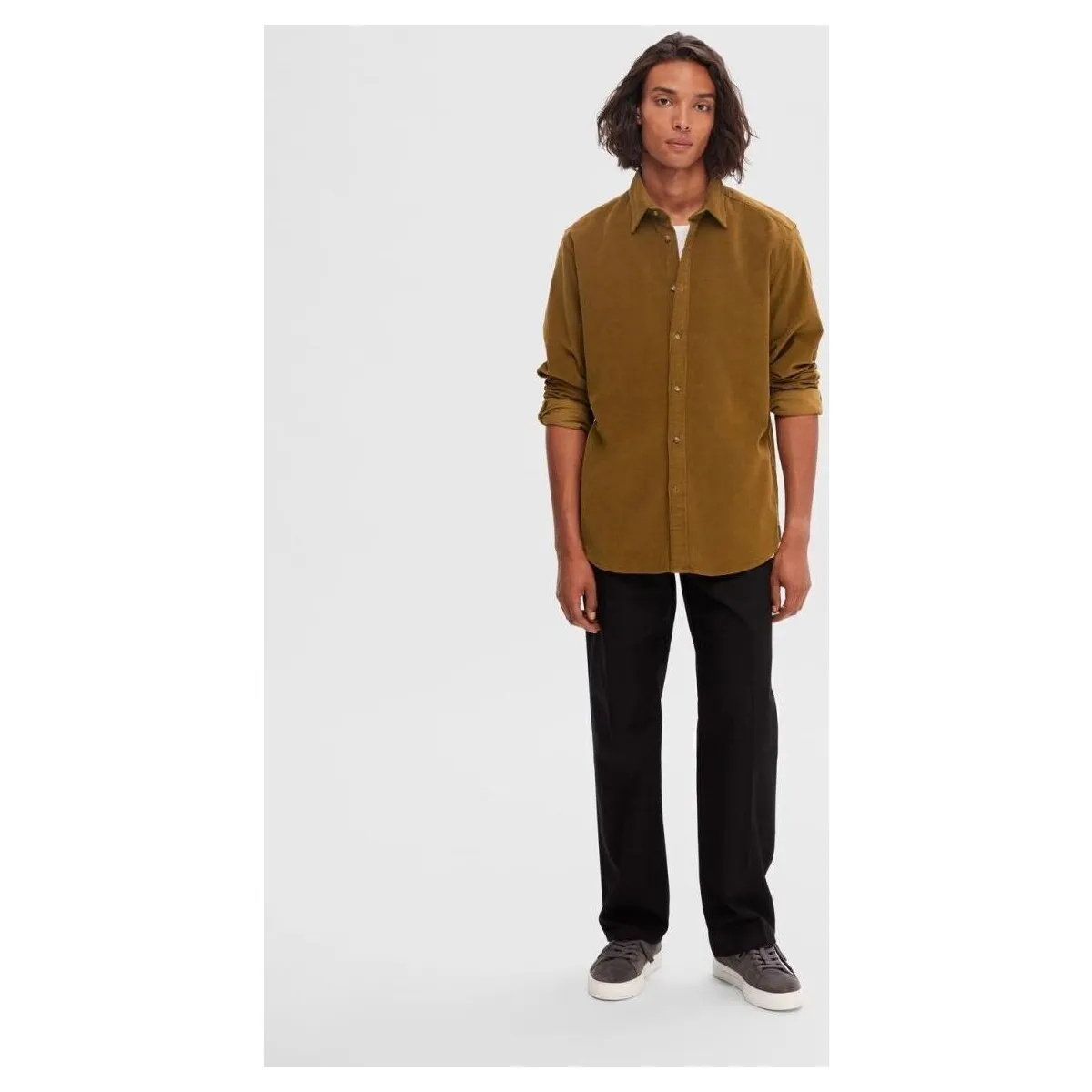 16090182 SLHREGOWENCORD SHIRT LSBUTTERNUT