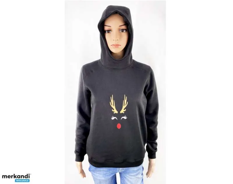 200 Piezas Sudaderas con Capucha de Navidad GlitterAngel con Motivo de Ciervo y Papá Noel Navidad Negro, Textil al por mayor par