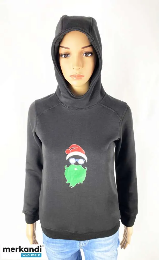 200 Piezas Sudaderas con Capucha de Navidad GlitterAngel con Motivo de Ciervo y Papá Noel Navidad Negro, Textil al por mayor par