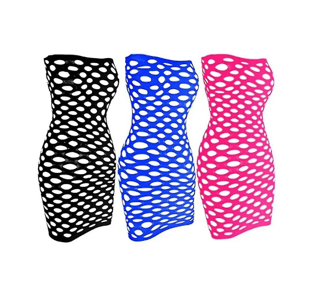 3pcs Mesh Lencería Vestido De red Tubo Vestido Babydoll Mini Vestido Para Mujeres Niñas
