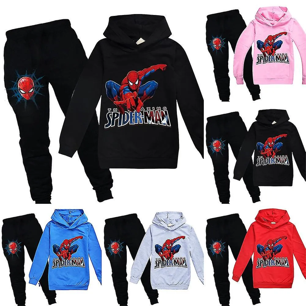 714 AñOS NIñOS ADOLESCENTES SPIDERMAN PULLOVER SUDADERAS CON CAPUCHA PANTALONES DE CHáNDAL 2 PIEZAS CONJUNTO DE TRAJES DE CHáND