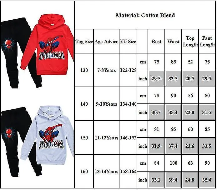 714 AñOS NIñOS ADOLESCENTES SPIDERMAN PULLOVER SUDADERAS CON CAPUCHA PANTALONES DE CHáNDAL 2 PIEZAS CONJUNTO DE TRAJES DE CHáND