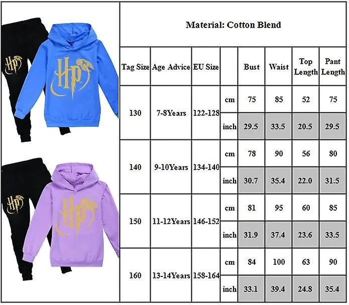 714 AñOS NIñOS NIñOS NIñAS HARRY POTTER JERSEY SUDADERAS CON CAPUCHA Y PANTALONES DE CHáNDAL 2 PIEZAS CONJUNTO DE ROPA JOGGING 