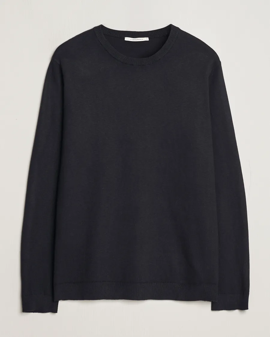 A Day's March Alagon Cotton/Linen Crew Black