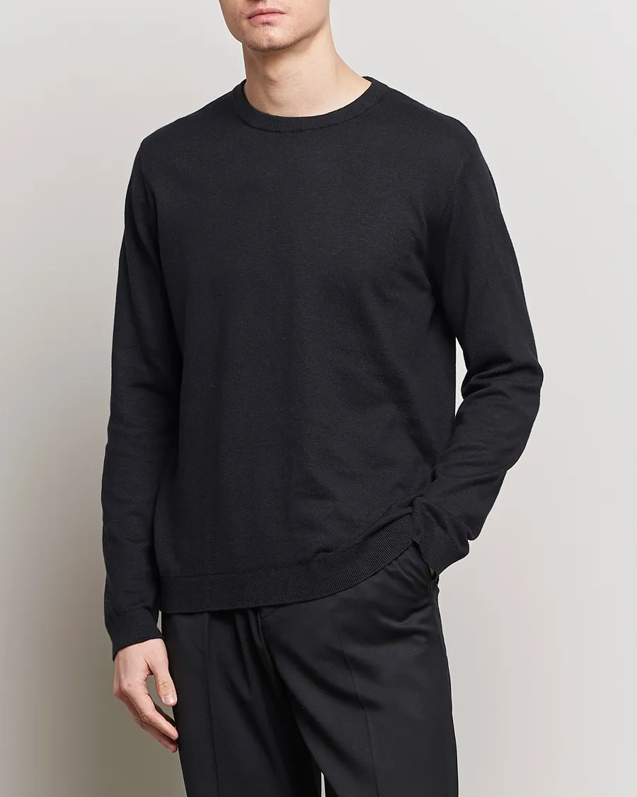 A Day's March Alagon Cotton/Linen Crew Black