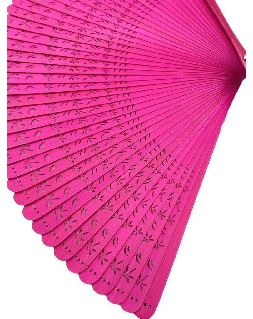 ABANICOS FUCSIAS DE BAMBU PEQUEÑOS PARA BOLSOS DE FIESTA