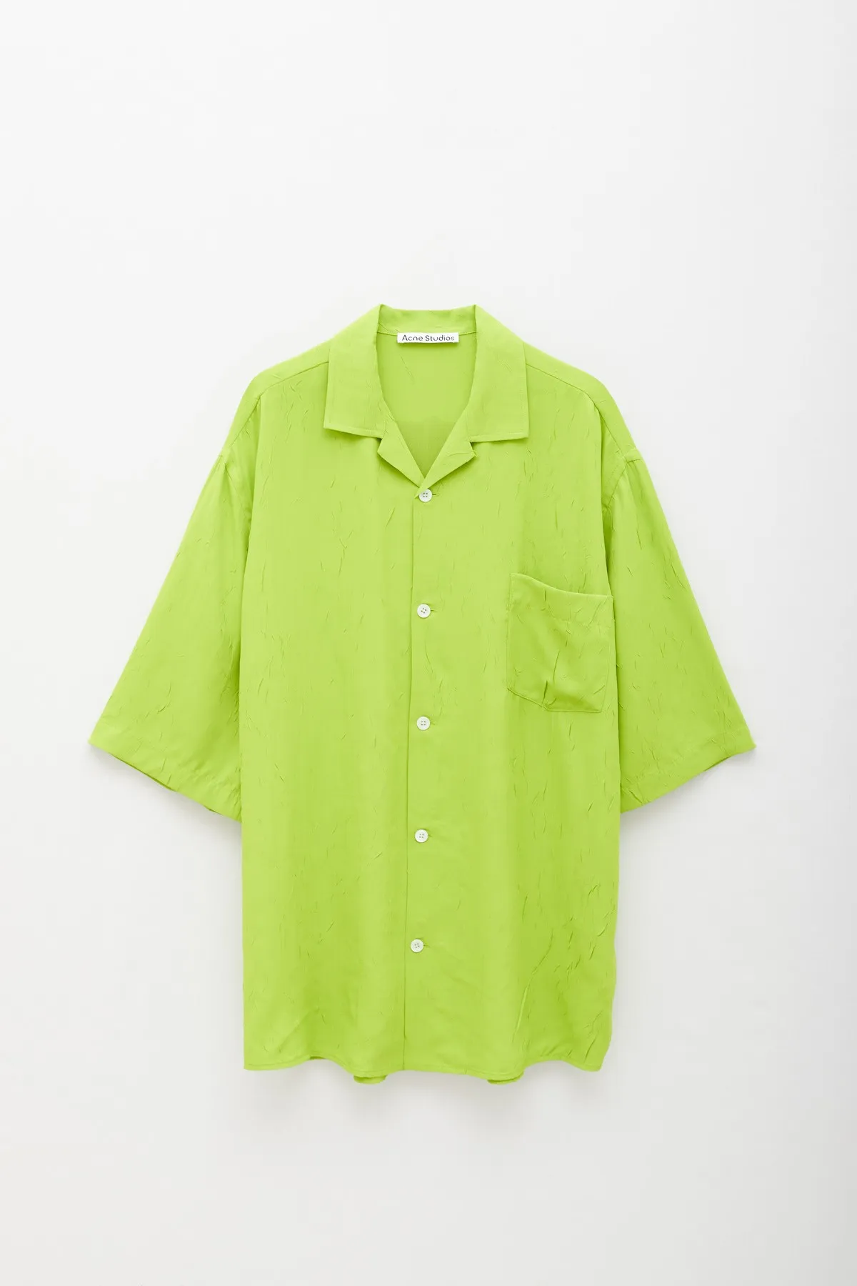 ACNE STUDIOS LIME GREEN BUTTONUP PRINTED SS SHIRT
