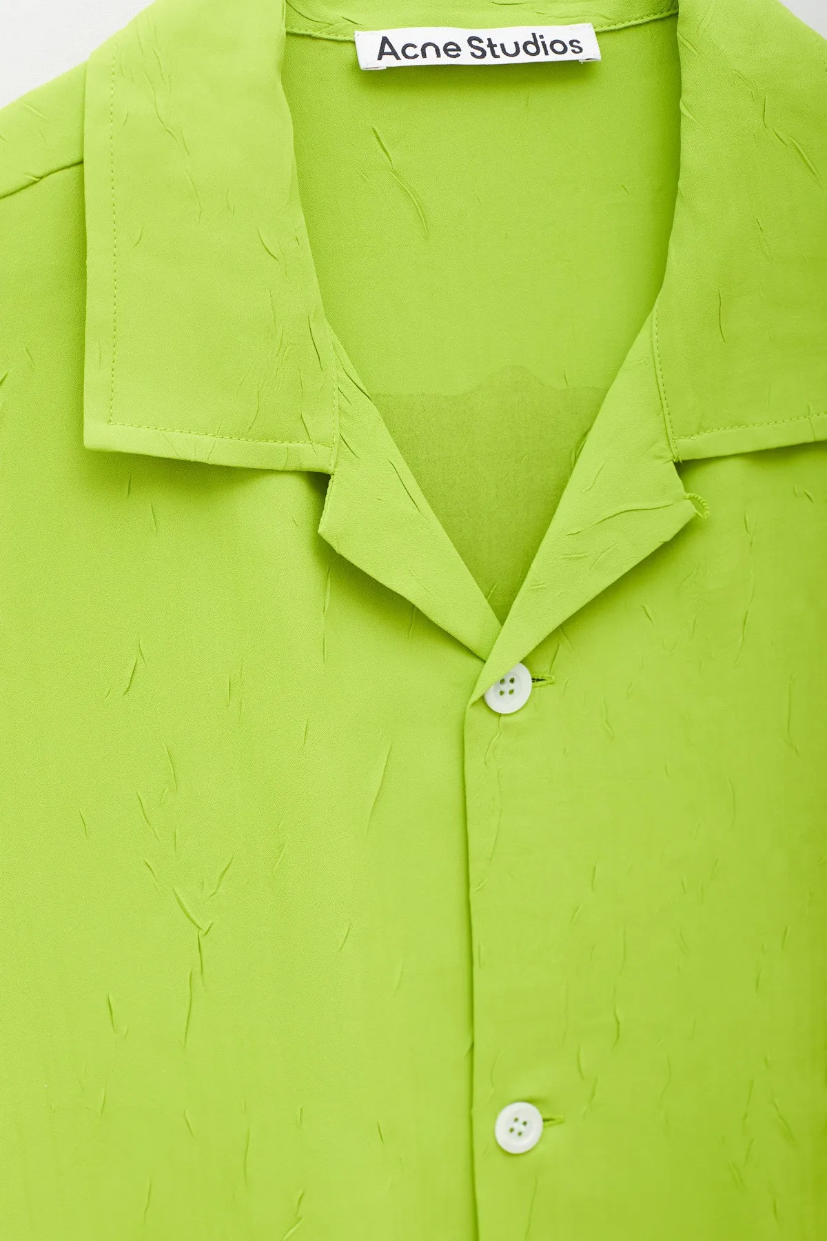 ACNE STUDIOS LIME GREEN BUTTONUP PRINTED SS SHIRT