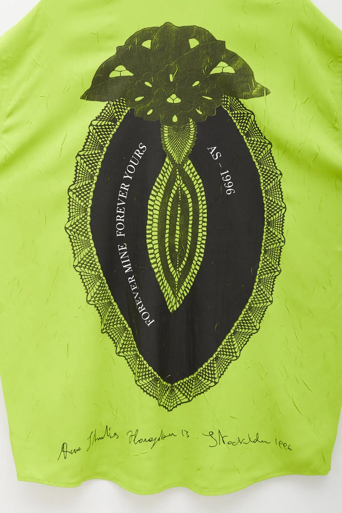 ACNE STUDIOS LIME GREEN BUTTONUP PRINTED SS SHIRT
