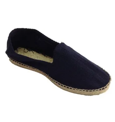 Alpargatas de esparto tela de espiga y suela de goma por debajo Made in Spain en azul marino