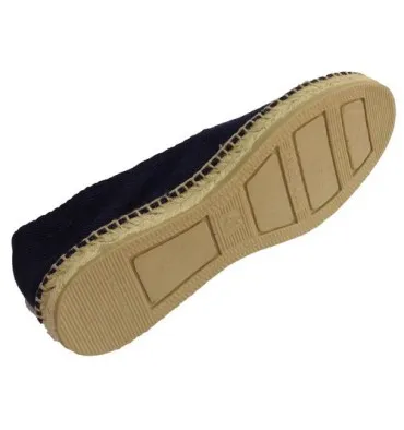 Alpargatas de esparto tela de espiga y suela de goma por debajo Made in Spain en azul marino