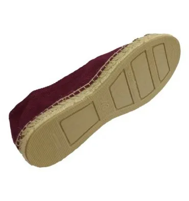 Alpargatas de esparto tela de espiga y suela de goma por debajo Made in Spain en burdeos