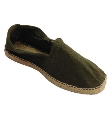 Alpargatas de esparto tela de espiga y suela de goma por debajo Made in Spain en kaki