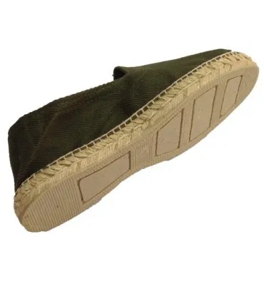 Alpargatas de esparto tela de espiga y suela de goma por debajo Made in Spain en kaki