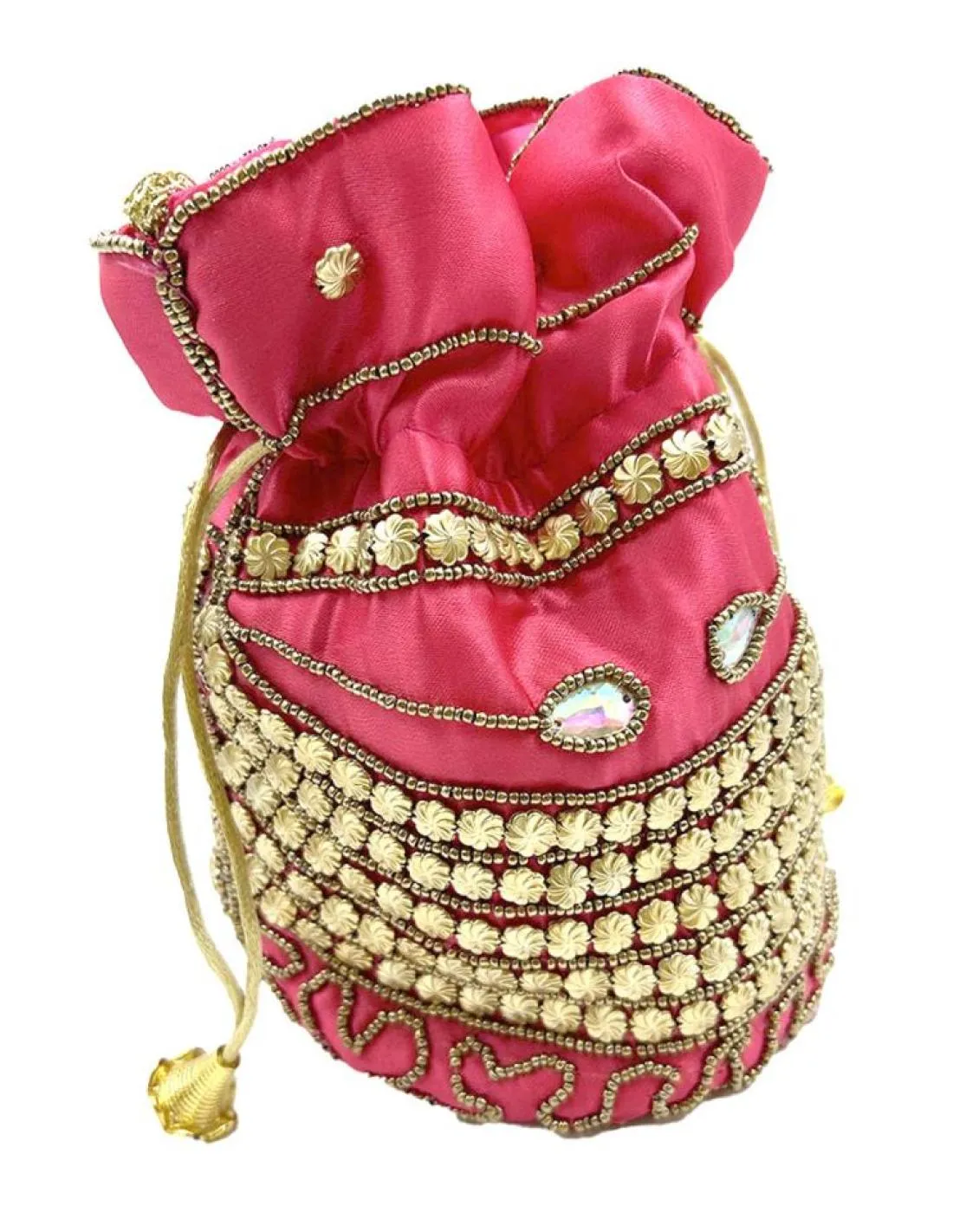 BOLSOS DE FIESTA FUCSIAS LIMOSNERAS CON DORADO PARA BODAS