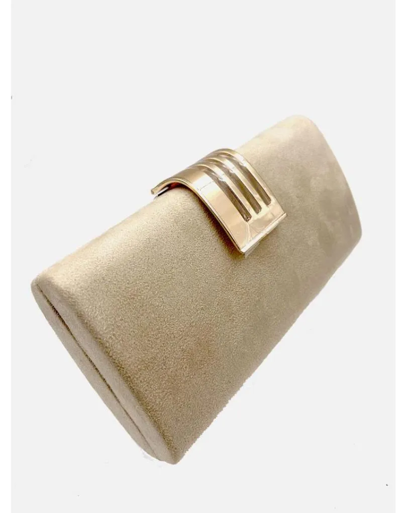BOLSOS ELEGANTES BEIGE PARA BODAS CON CIERRE ACTUAL DORADO