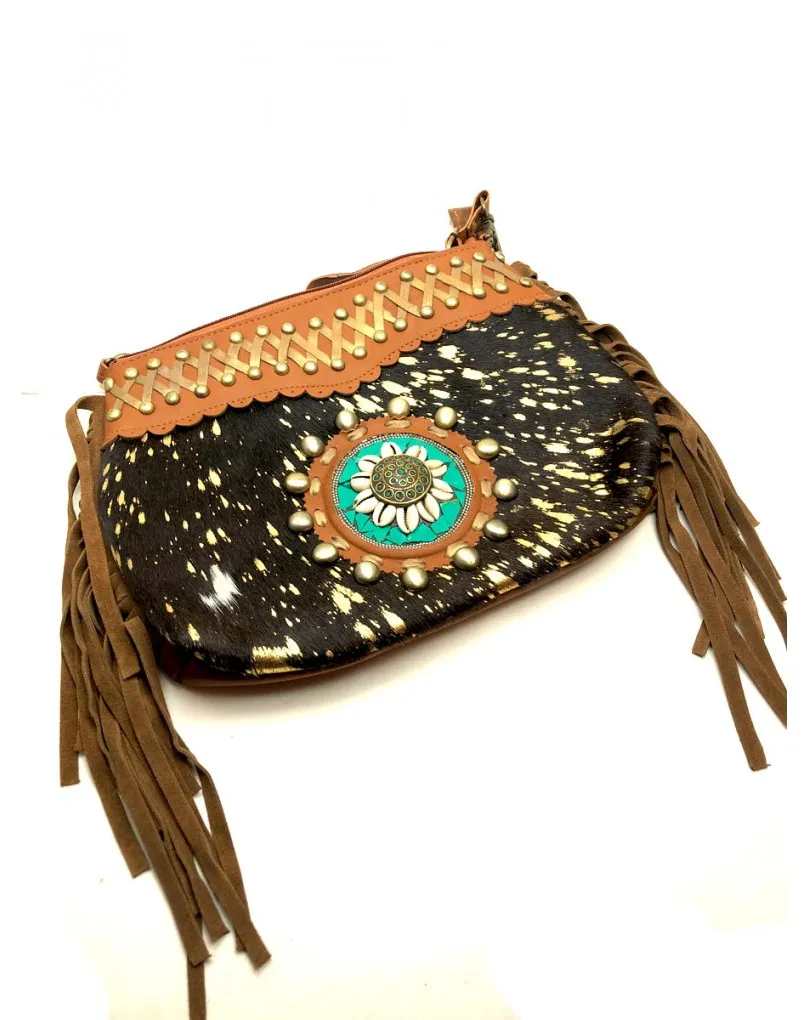 BOLSOS PIEL MUJER CON TACHUELAS Y PIEL DE POTRO
