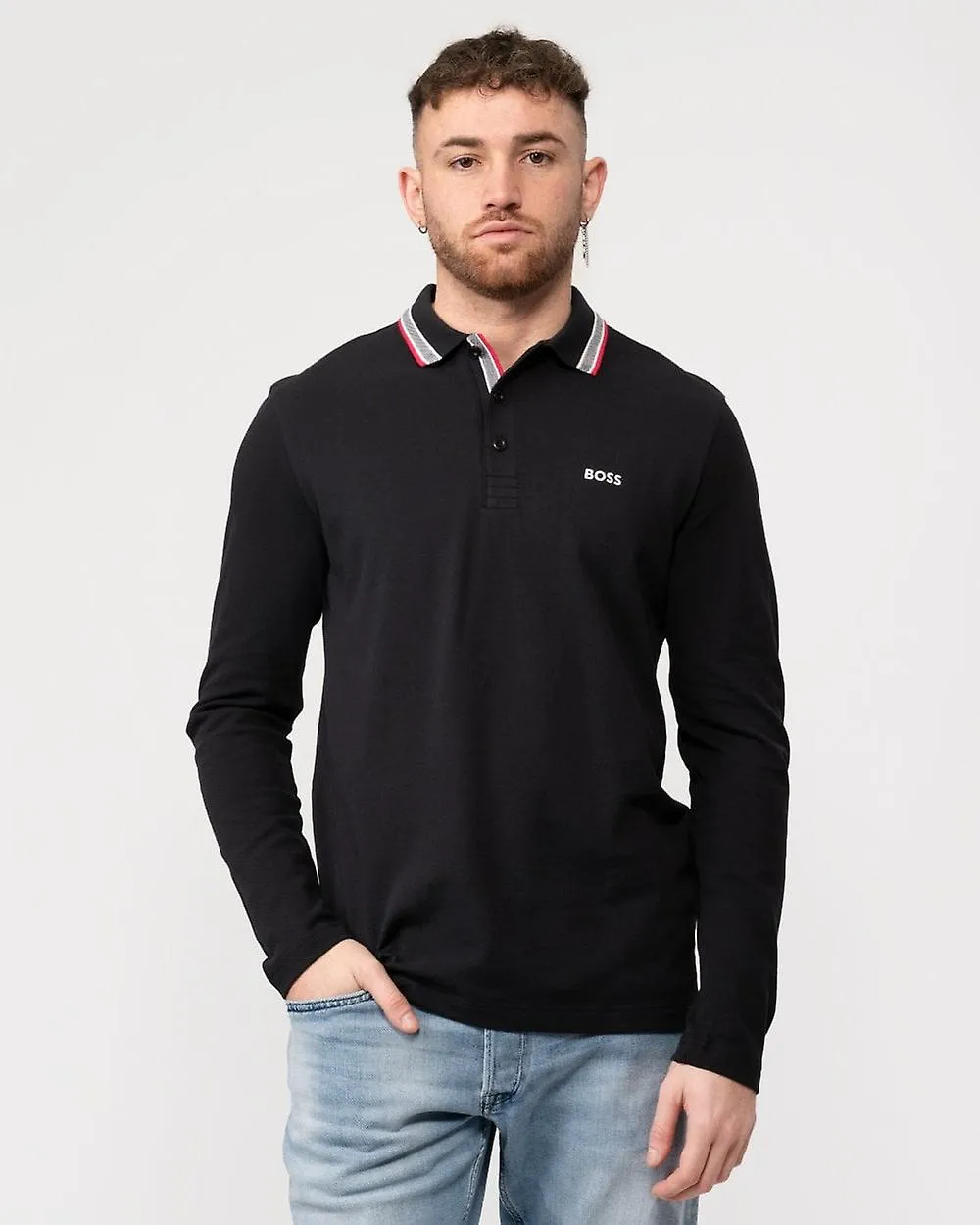 BOSS Green BOSS Green Plisy Mens Long Sleeve Contrast Collar Polo