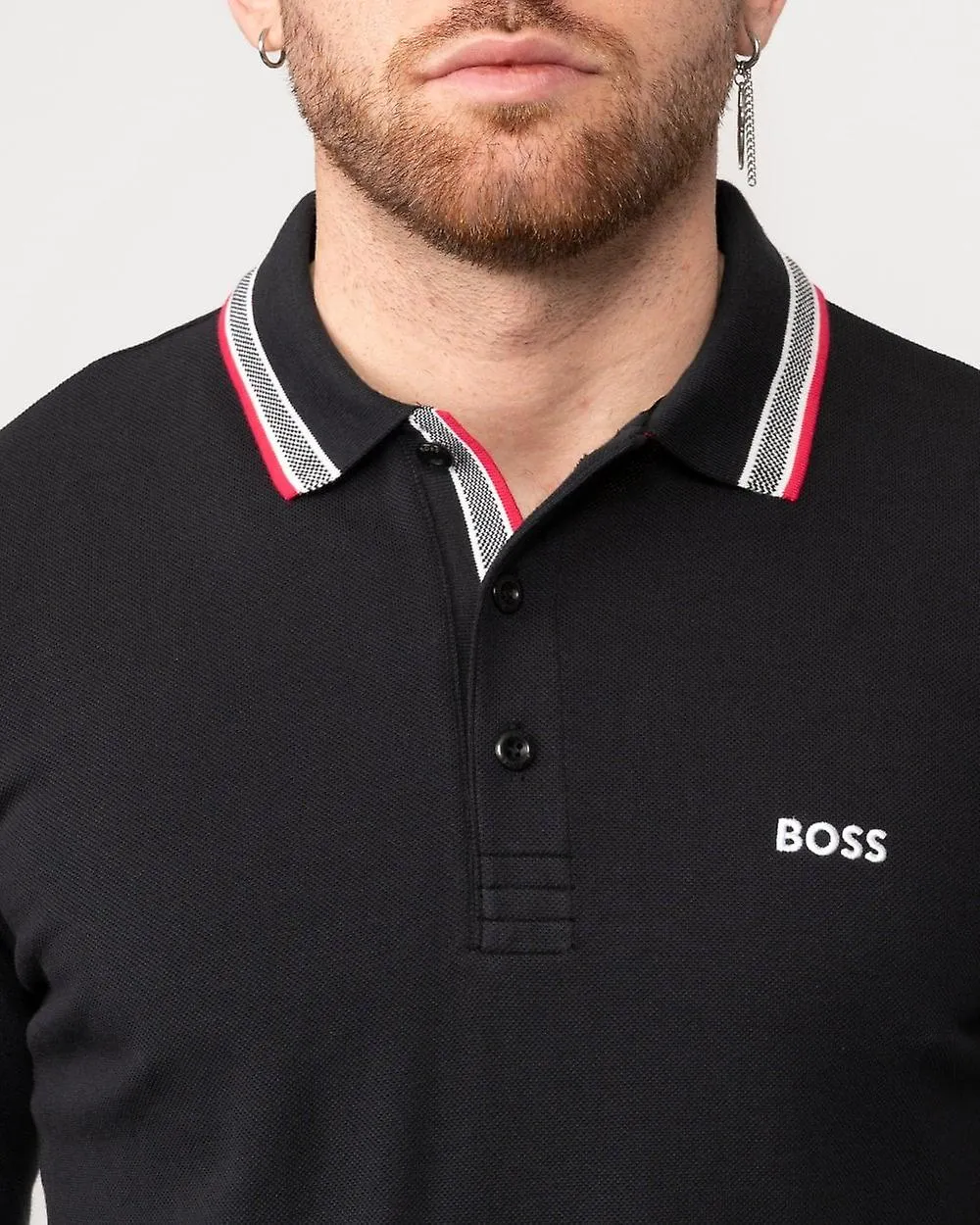 BOSS Green BOSS Green Plisy Mens Long Sleeve Contrast Collar Polo