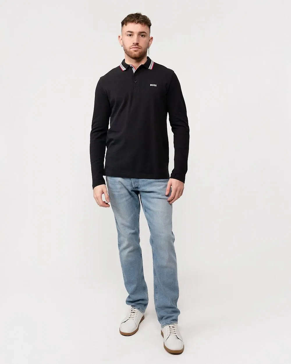 BOSS Green BOSS Green Plisy Mens Long Sleeve Contrast Collar Polo