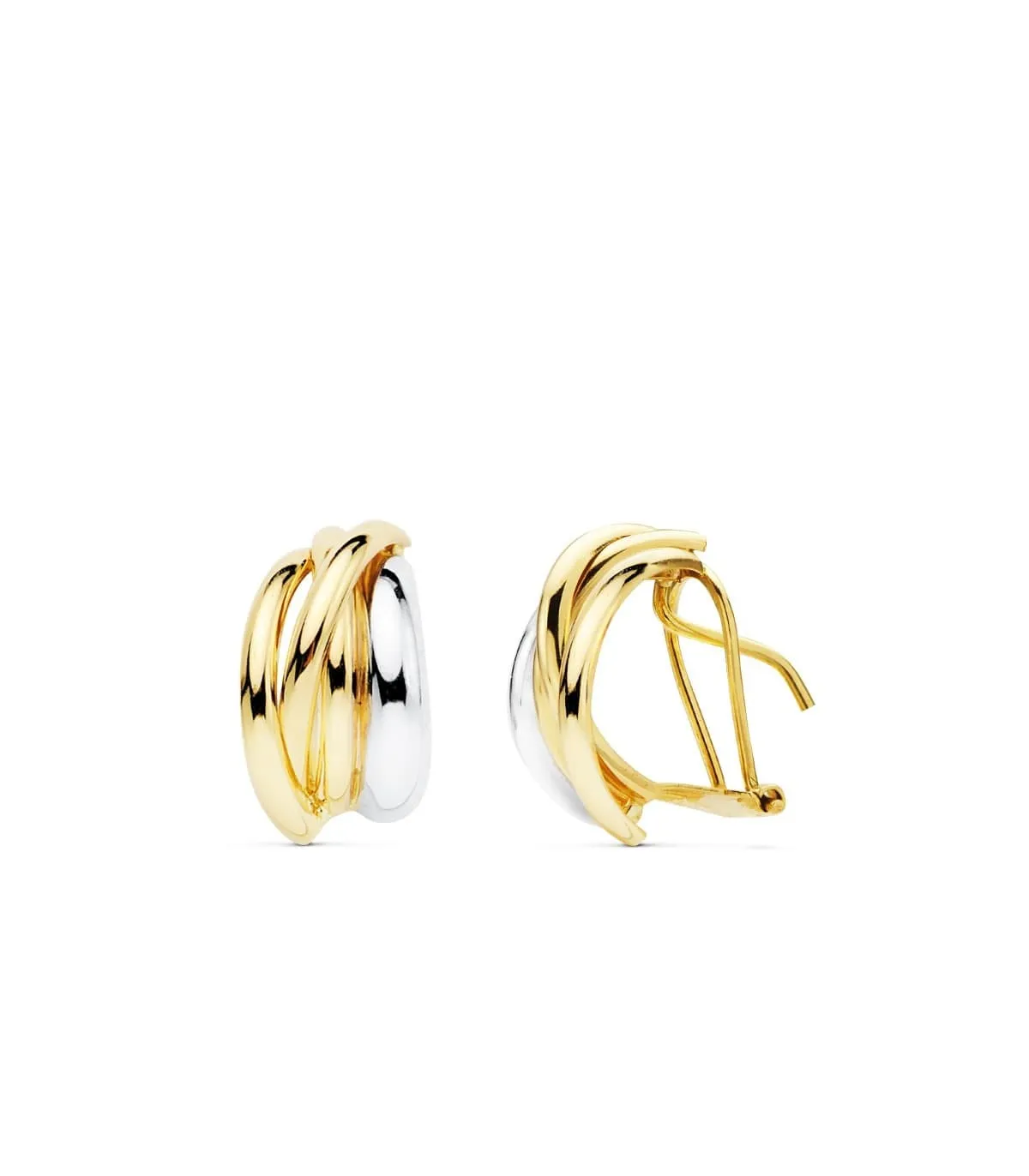 Boucles d'oreilles bandes femme Regina Or Bicolore 18 K