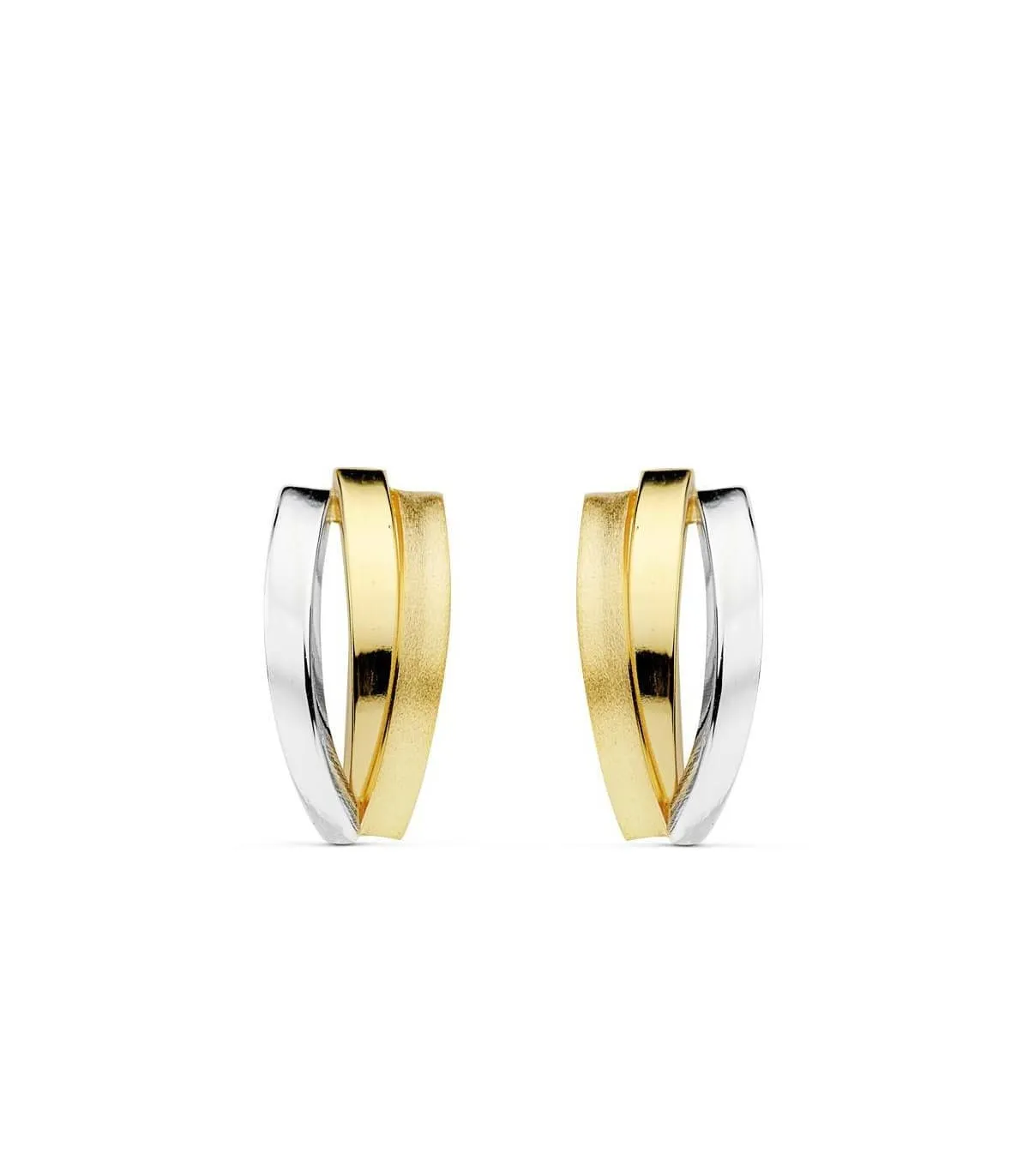 Boucles d'oreilles Bandes Or Bicolore 18 Carats