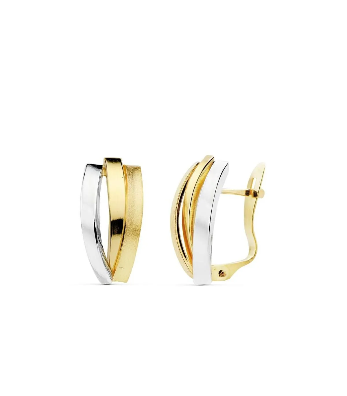 Boucles d'oreilles Bandes Or Bicolore 18 Carats