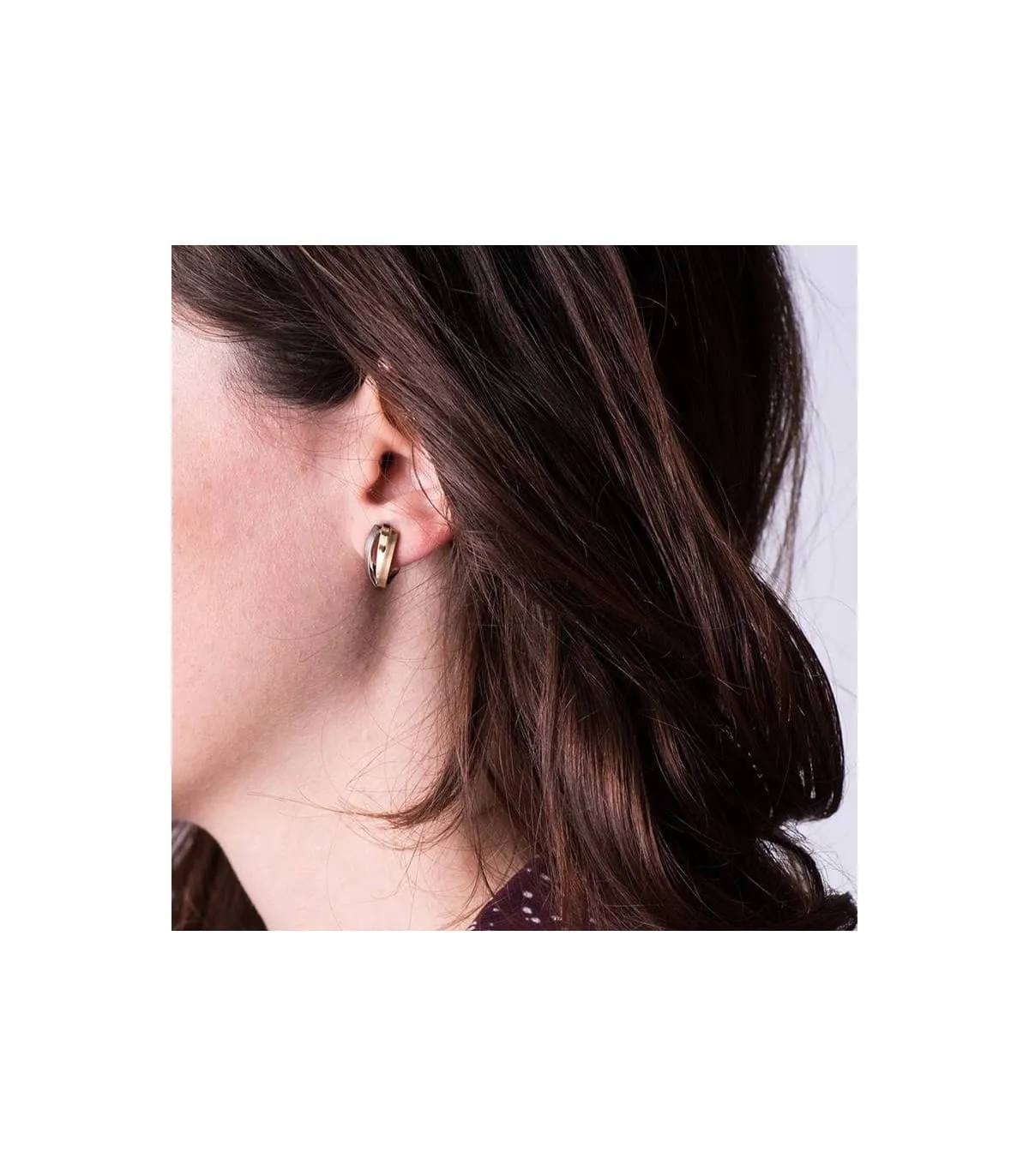 Boucles d'oreilles Bandes Or Bicolore 18 Carats