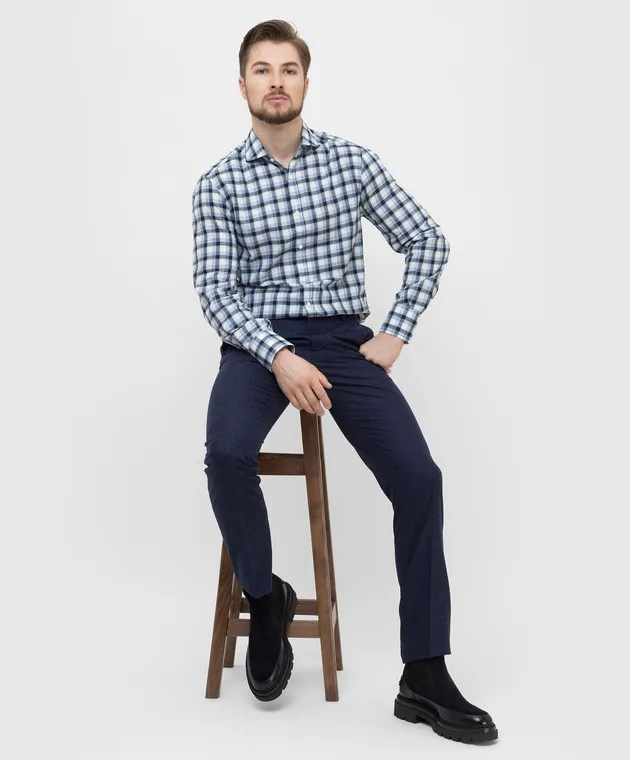 Brunello Cucinelli Blue checked shirt