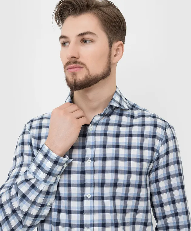 Brunello Cucinelli Blue checked shirt