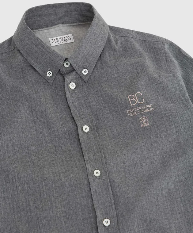 Brunello Cucinelli Children's gray printed shirt
