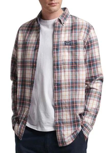 Camisa Superdry Cotton Lumberjack Blanco Hombre