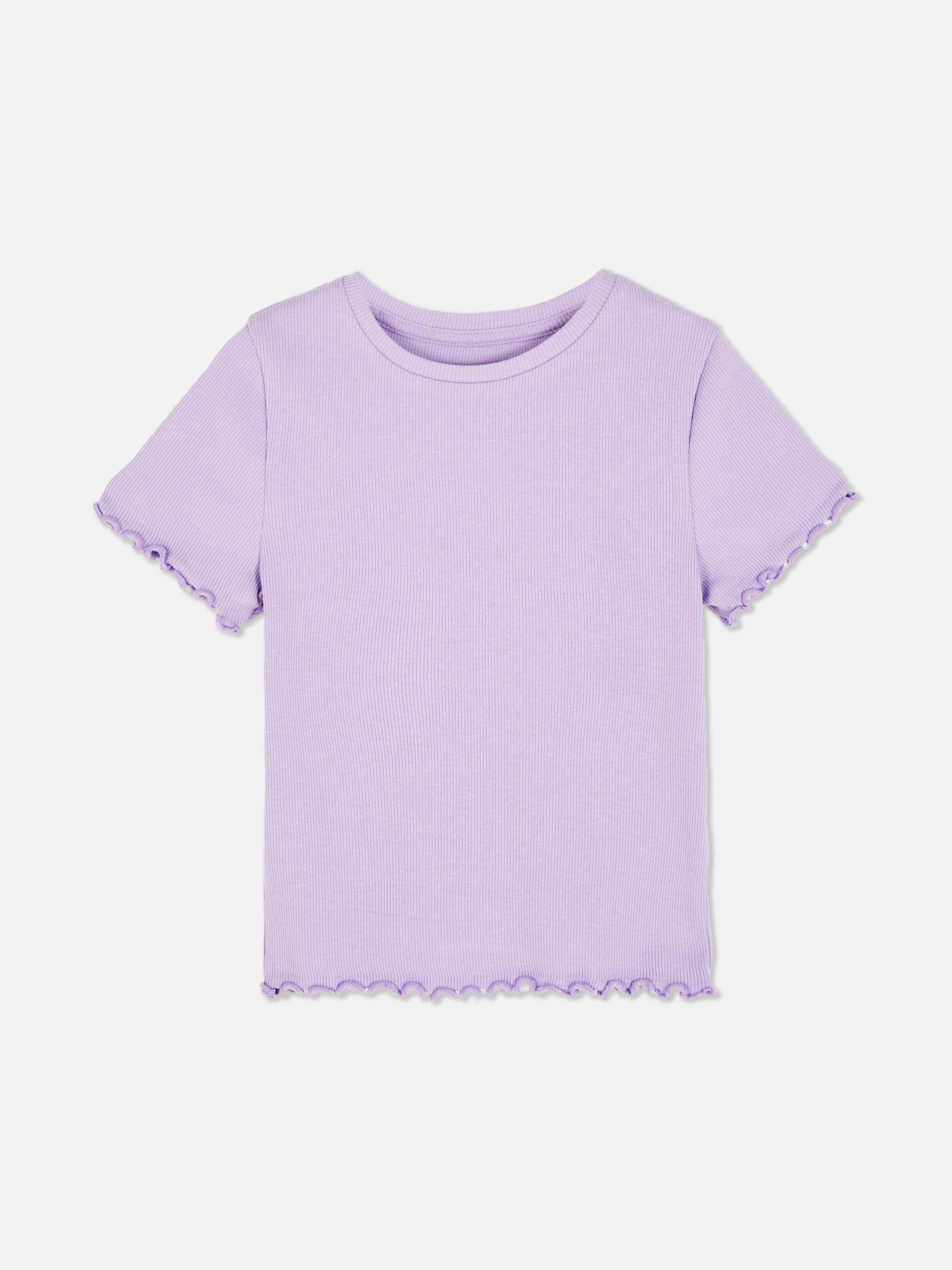 Camiseta acanalada con ribete ondulado a juego