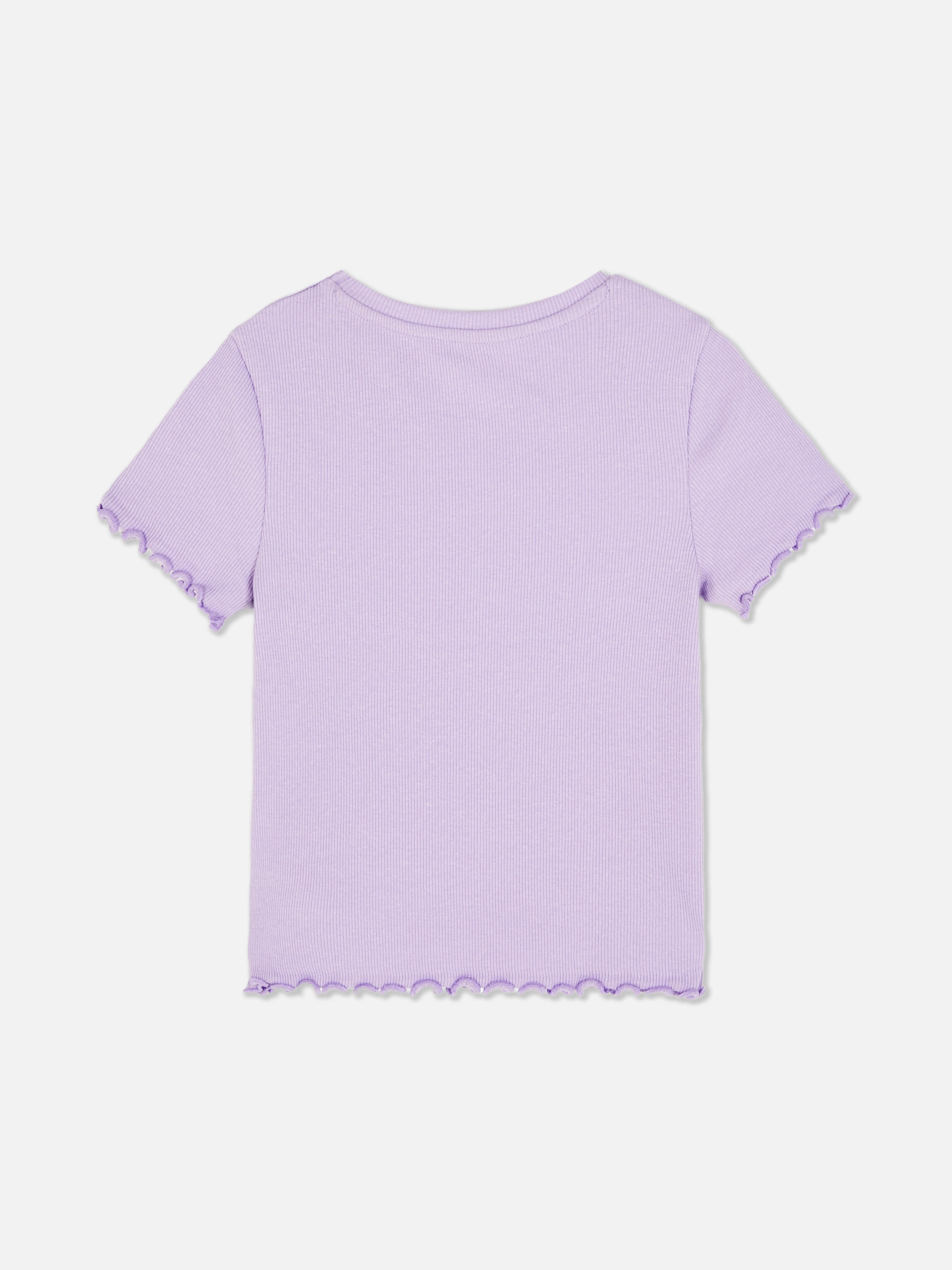 Camiseta acanalada con ribete ondulado a juego