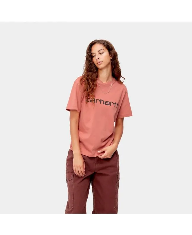 Camiseta Carhartt WIP W' Script SS Rosa (Misty Bush)