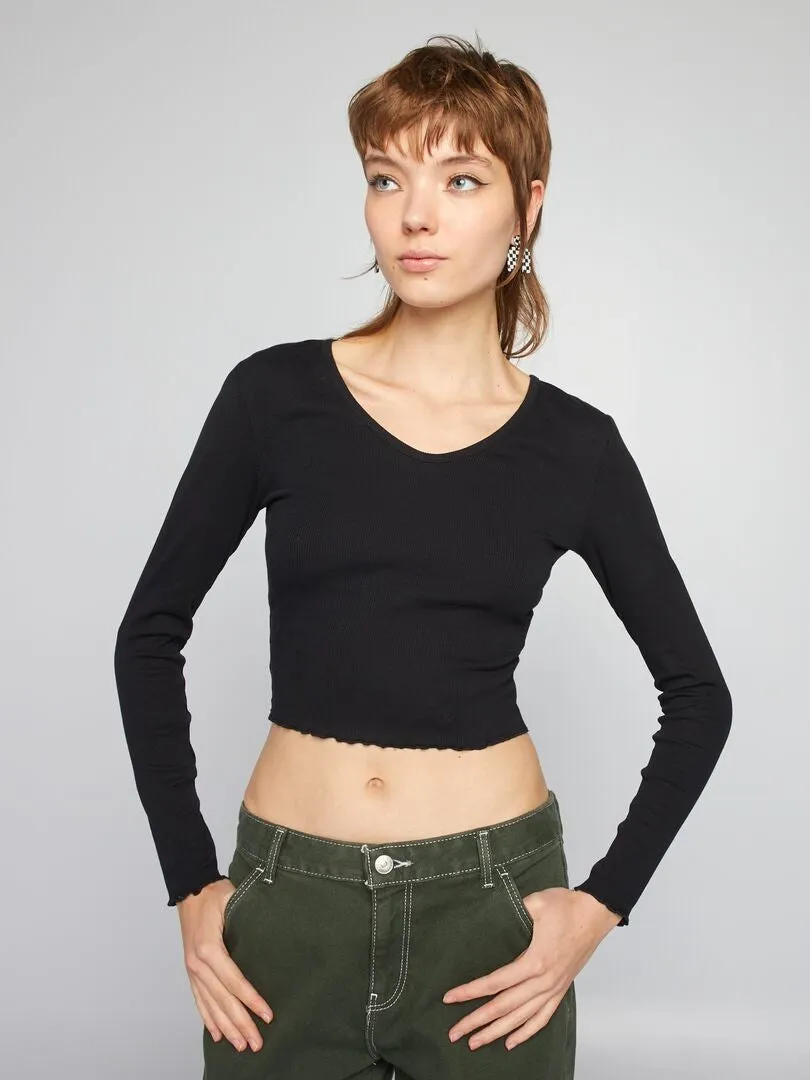 CAMISETA CROP TOP DE CANALé  NEGRO