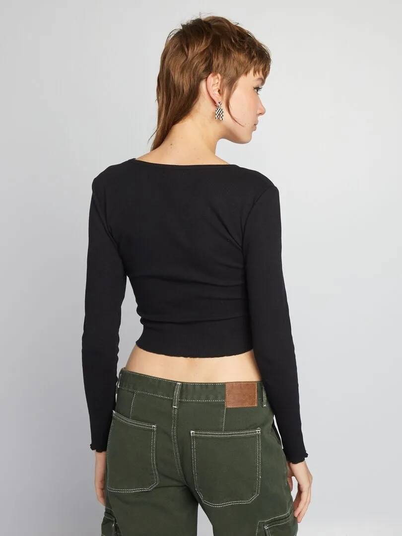 CAMISETA CROP TOP DE CANALé  NEGRO