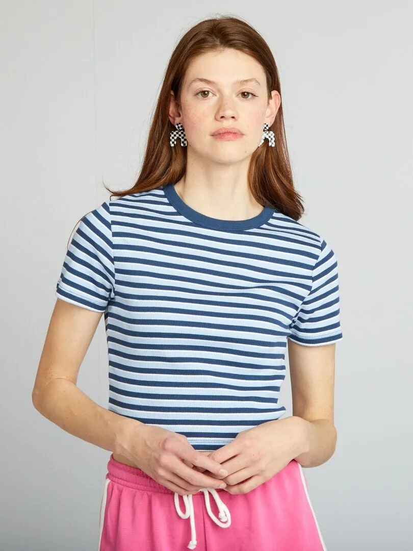 CAMISETA CROP TOP MARINERA  AZUL