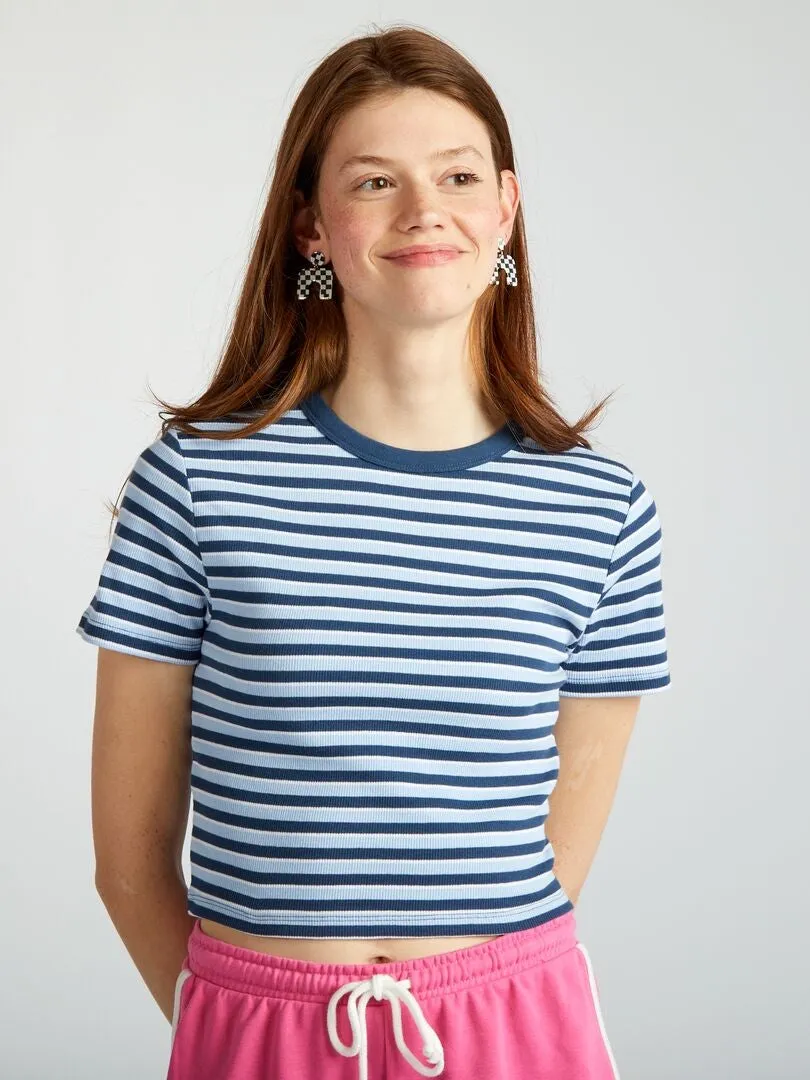 CAMISETA CROP TOP MARINERA  AZUL