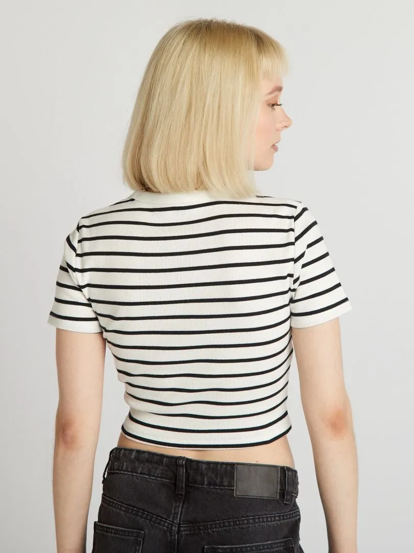 CAMISETA CROP TOP MARINERA  BLANCO