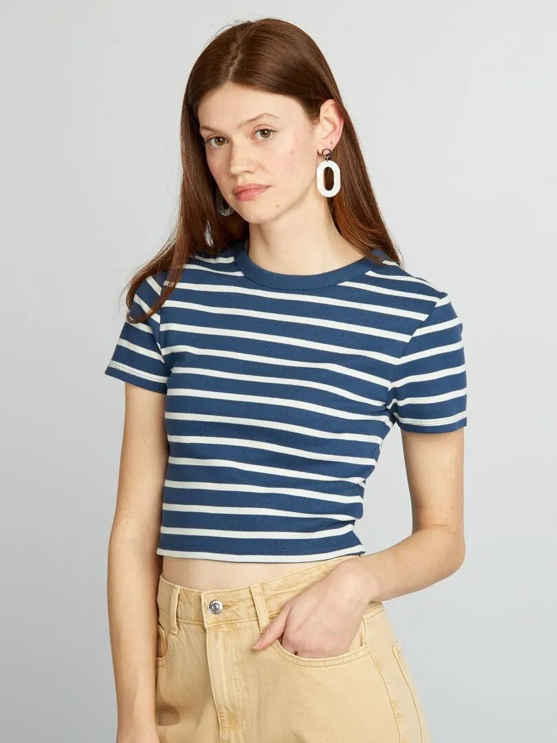 CAMISETA CROP TOP MARINERA  NEGRO