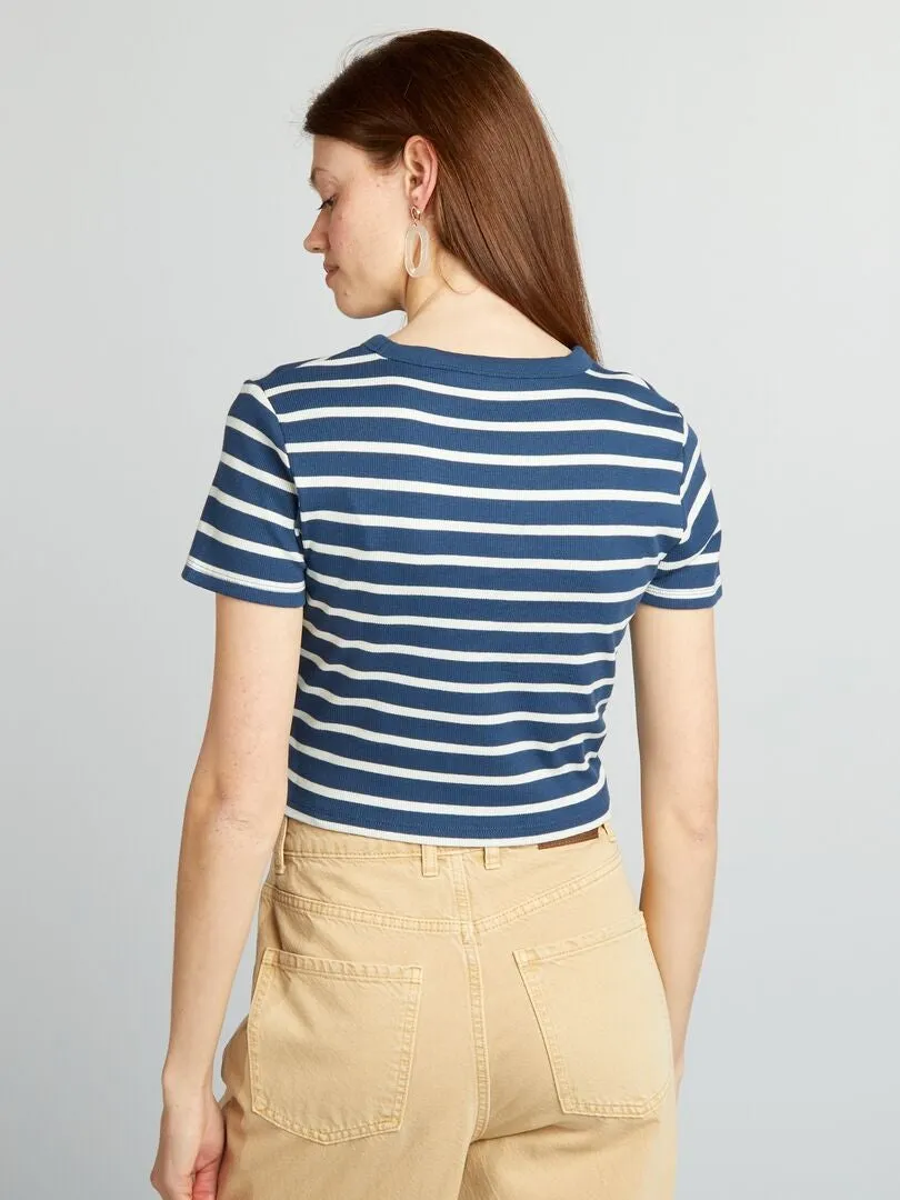CAMISETA CROP TOP MARINERA  NEGRO