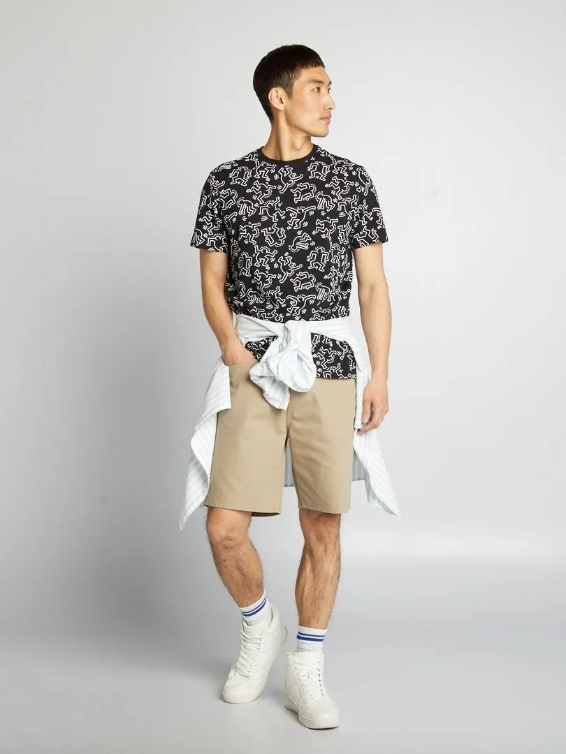 CAMISETA DE CUELLO REDONDO 'KEITH HARING'  NEGRO