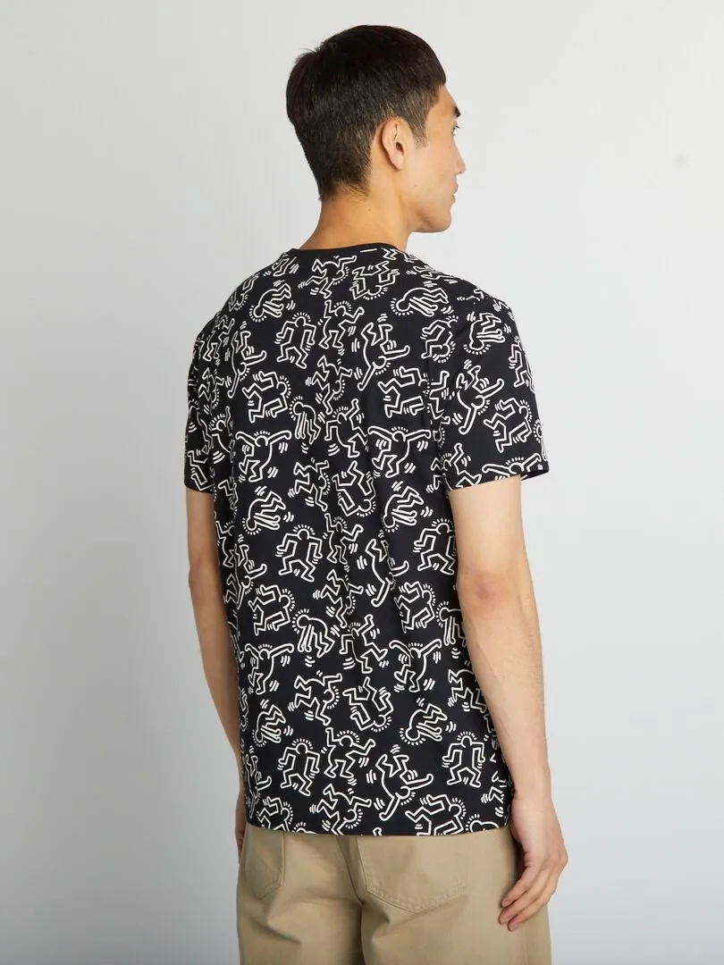 CAMISETA DE CUELLO REDONDO 'KEITH HARING'  NEGRO