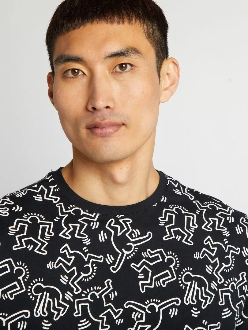 CAMISETA DE CUELLO REDONDO 'KEITH HARING'  NEGRO