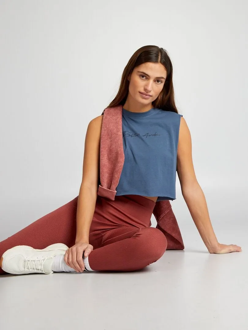 CAMISETA DE DEPORTE CROPPED SIN MANGAS  AZUL