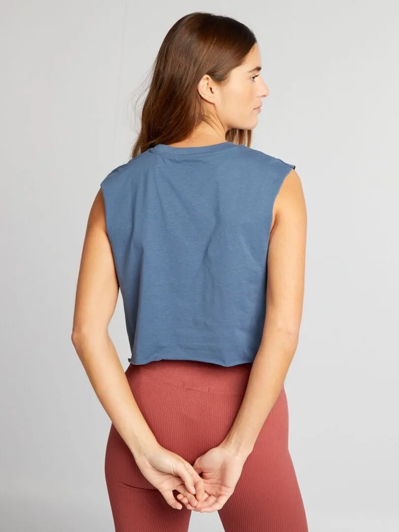 CAMISETA DE DEPORTE CROPPED SIN MANGAS  AZUL