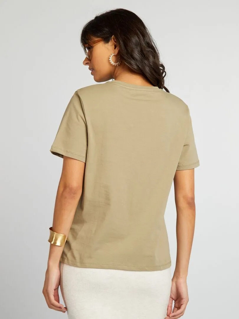 CAMISETA DE MANGA CORTA CON BOLSILLO EN EL PECHO  KAKI